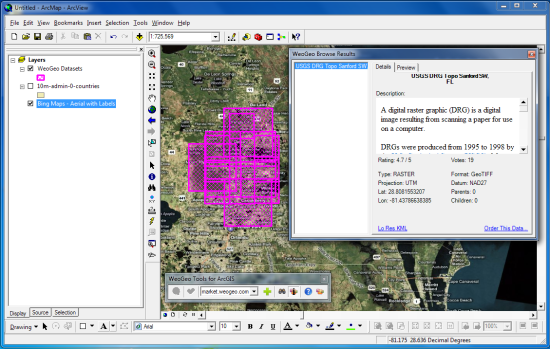 WeoGeo Tools for ArcGIS Browse